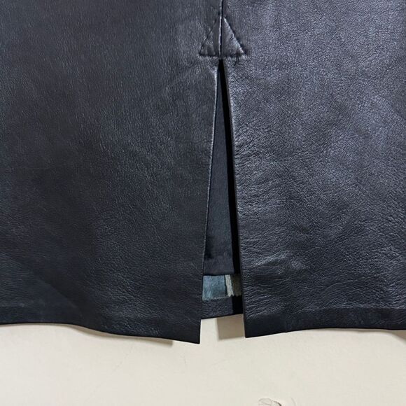 Genuine Leather Midi Pencil Skirt Black Size 16 Classic Minimalist Streetwear - Picture 3 of 9